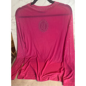 Women's Sterling Kreek Pink Long Sleeve Tee with Silver Studs, SizeXL